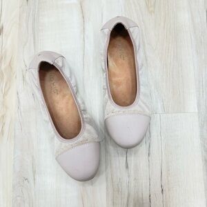 Vionic Prim Tina Blush Pink Leather Suede Cap Toe Ballet Flat Women’s Size 7.5
